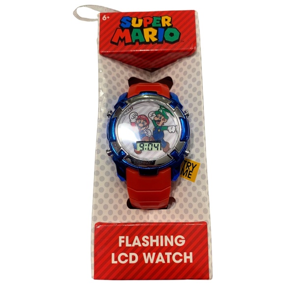 Accutime Accessories Super Mario Flashing Lcd Watch Round Face